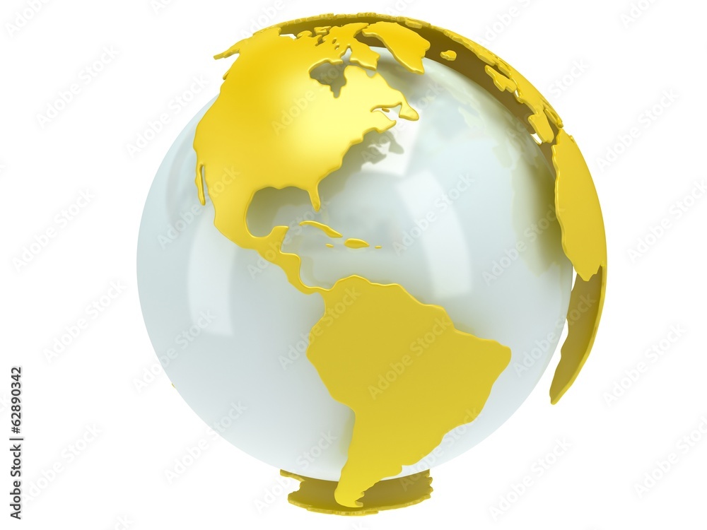 Naklejka premium Earth planet globe. 3D render. America view.