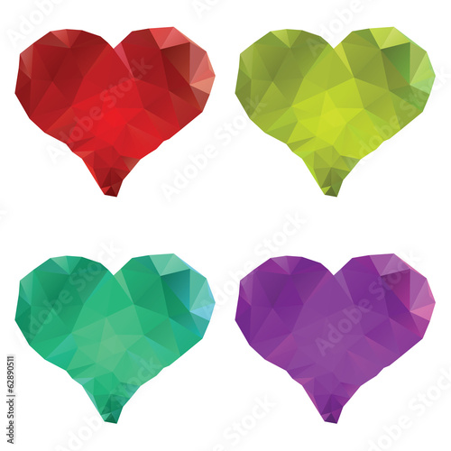 Polygonal Hearts Set