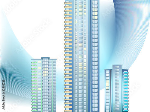 Background with modern city buildings