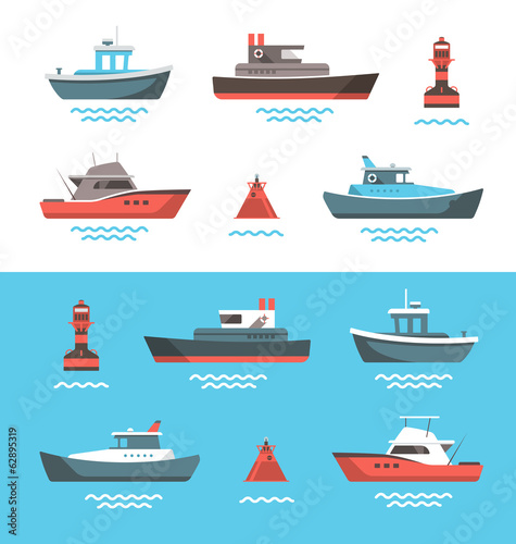 Leinwand Poster Vector illustration of boats
