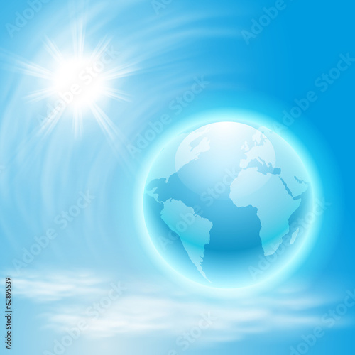 Background with globe and sun