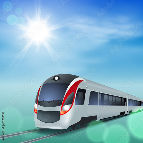 High-speed train at sunny day.