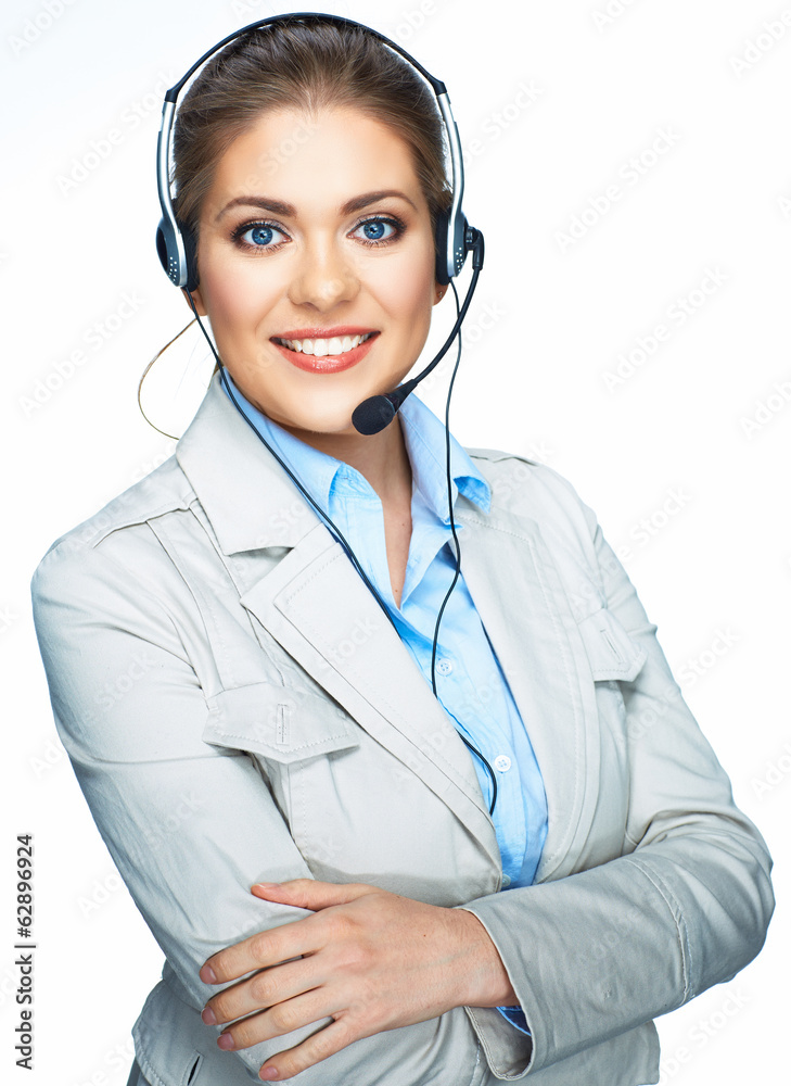 Woman opereator customer service suit dressed smile. Woman opereator customer service suit dressed smile.