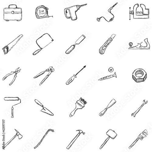 Vector Set of Sketch Work Tools Icons