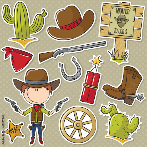 Cowboy With Wild West Objects