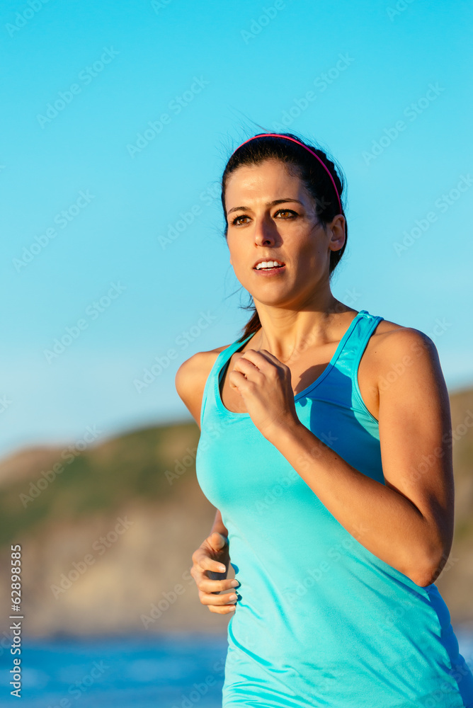 Woman running on summer