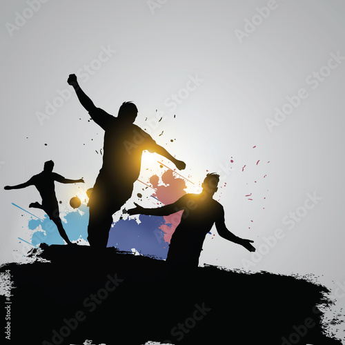grunge soccer players celebrating