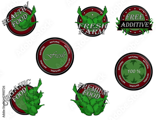Set of organic and natural badges and labels glossy, vector