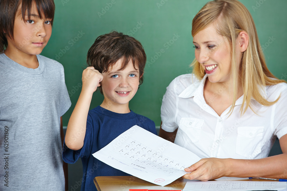 Student cheering after getting good grade Student cheering after getting good grade