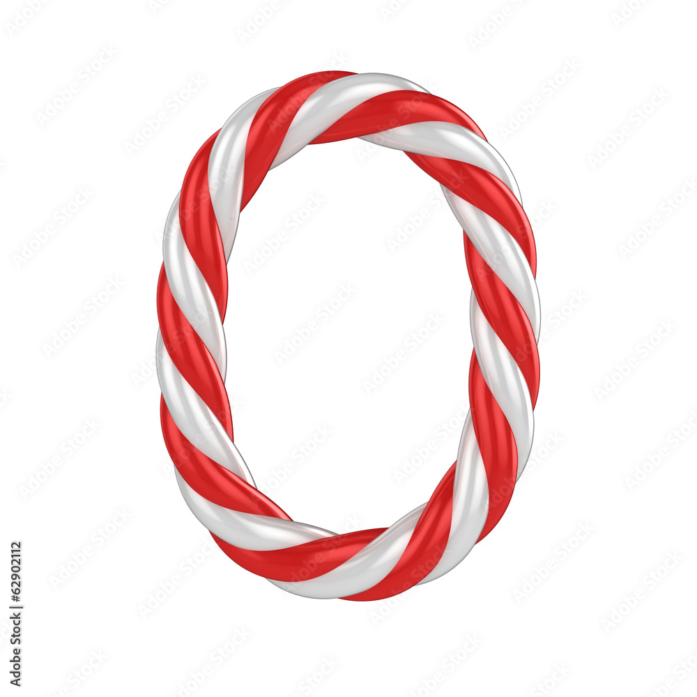 Fototapeta premium christmas candy cane 3d font - number 0