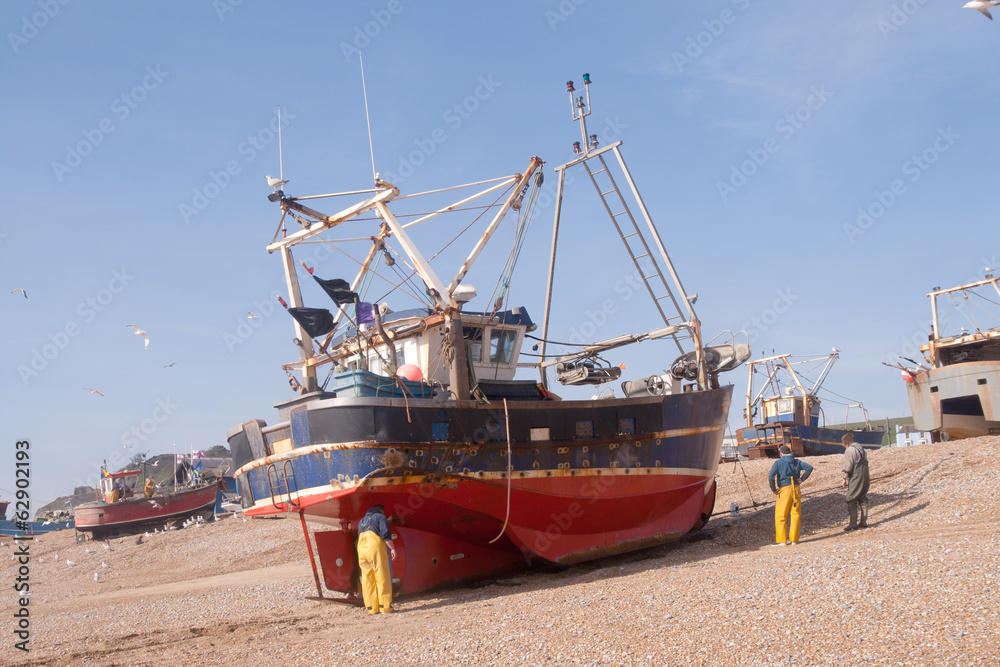 Fototapeta premium Fishing boat arrived on land