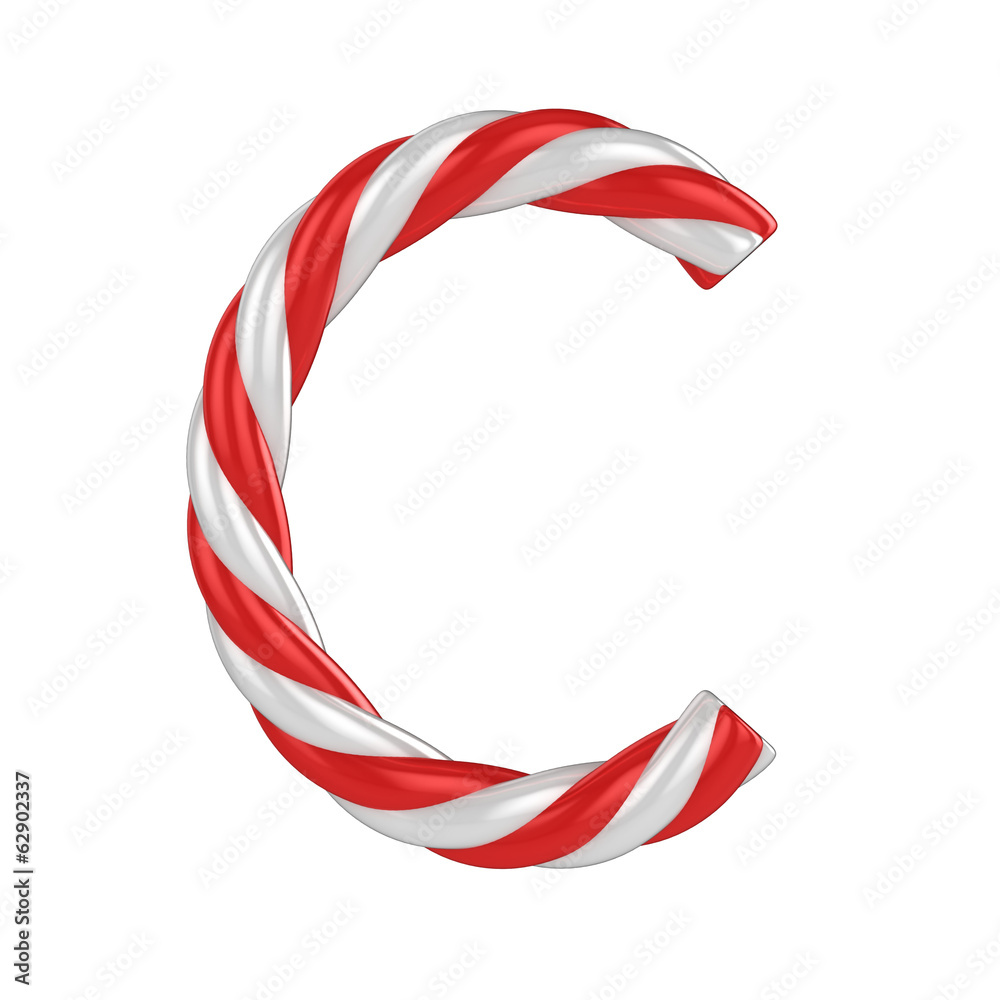 Fototapeta premium christmas candy cane font - letter C