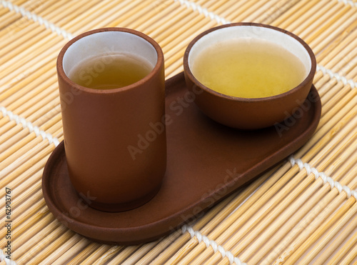 Chinese tea set on a Mat