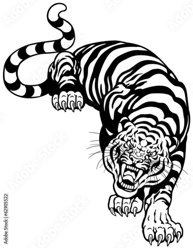 Fototapeta Naklejka Na Ścianę i Meble -  tiger black white