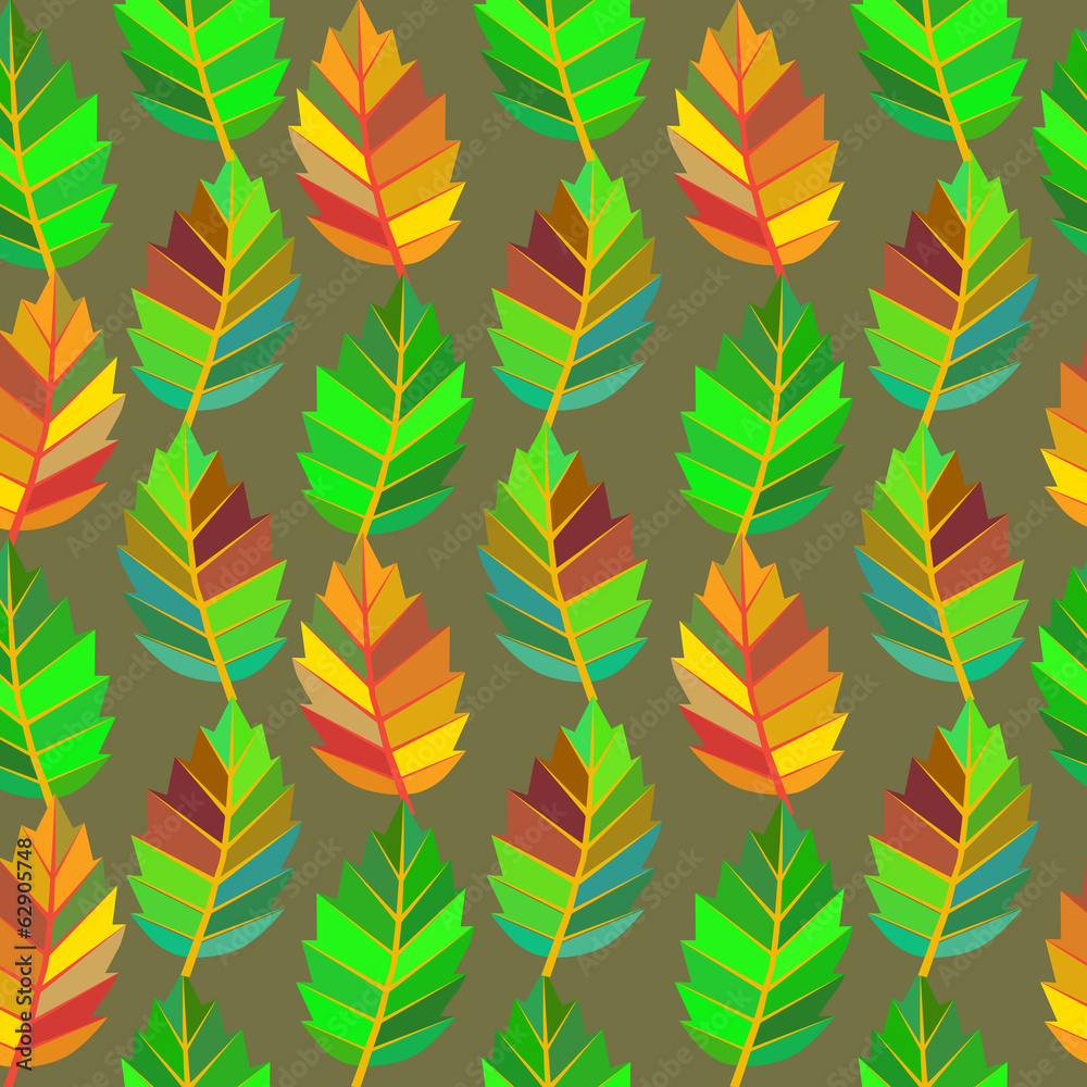 Fototapeta premium Background of leaves. Seamless vector illustration.