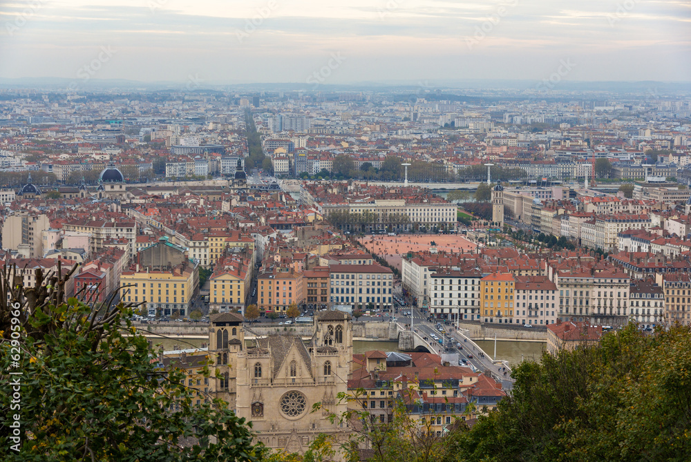View of Lyon from Fourviere hill - France