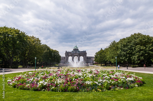 The Triumphal Arch in Cinquantenaire Parc in Brussels, Belgium w