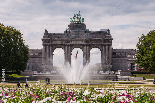 The Triumphal Arch in Cinquantenaire Parc in Brussels, Belgium w