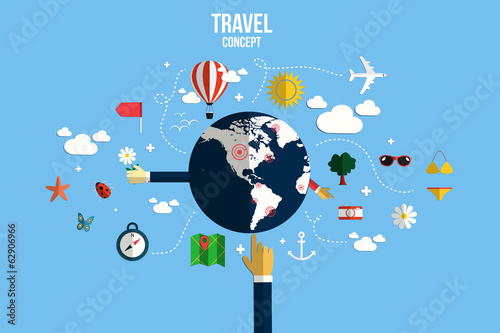 Modern vector illustration icons set of traveling, planning a su