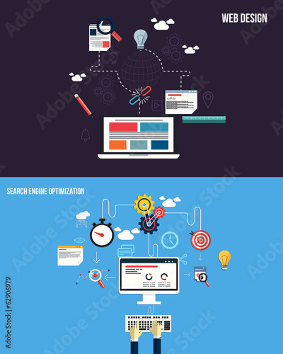 Icons for graphics seo and web design. Flat style. Vector