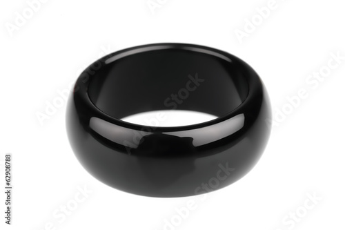 Jet black obsidian ring on white