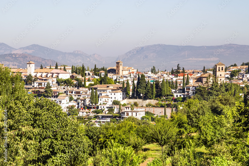 View of the Albaicin in Granada, Andalusia, Spain.