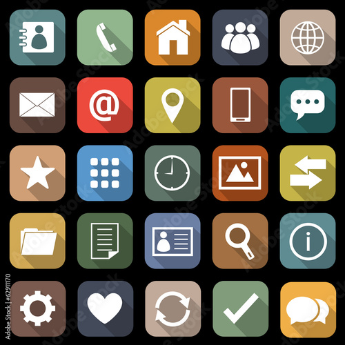 Contact flat icons with long shadow photo
