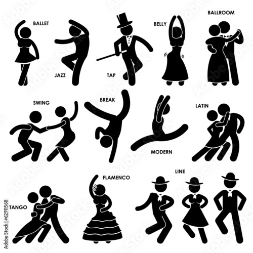 Dancing Dancer Stick Figure Pictogram Icon