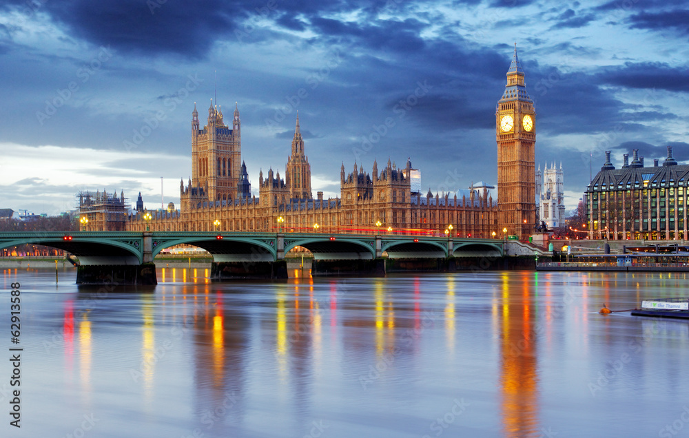 Fototapeta premium Londyn - Big Ben i domy parlamentu, Wielka Brytania