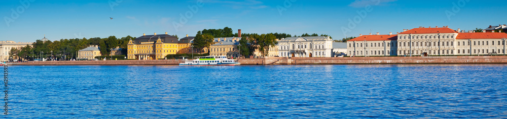 Panoramic view of  Vasilyevsky Island in summer day
