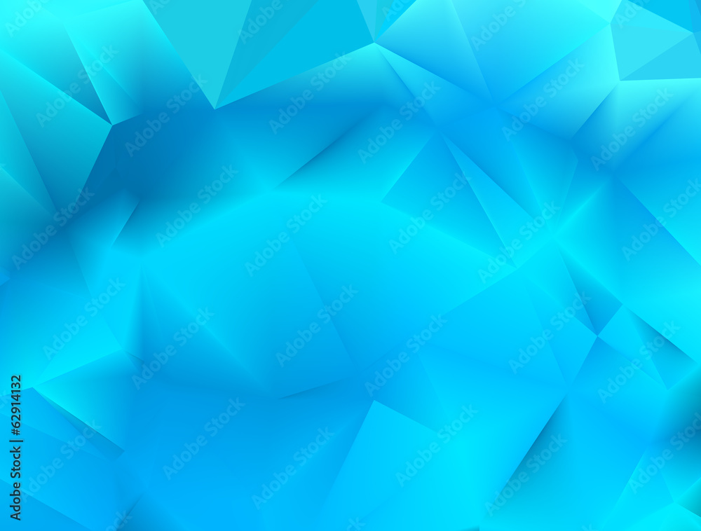 Obraz premium This abstract blue background features a geometric pattern of triangles with soft gradients and light effects, creating a modern low poly vector design that adds depth to any digital project.