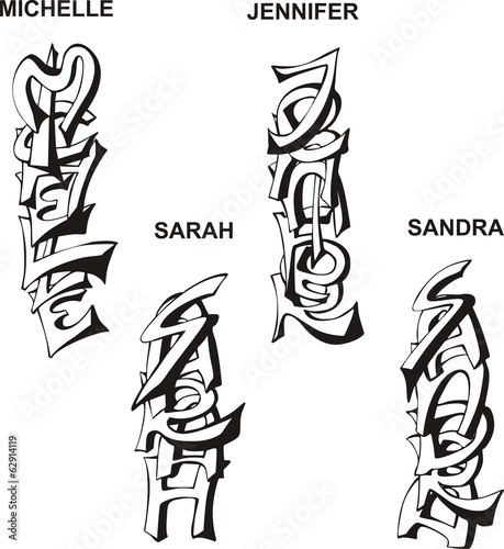 Εκτύπωση καμβά stylized female names