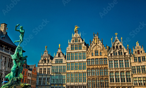 Nice houses in the old town of Antwerp, Belgium