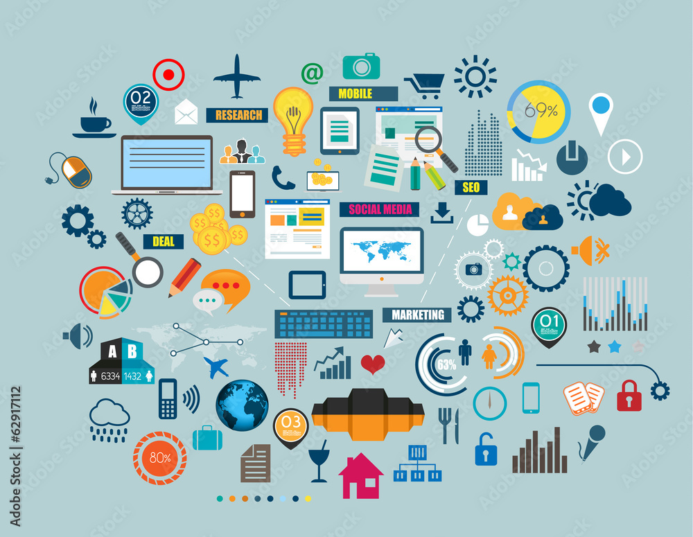 Flat Style Diagram, Infographic and UI Icons Flat Style Diagram, Infographic and UI Icons