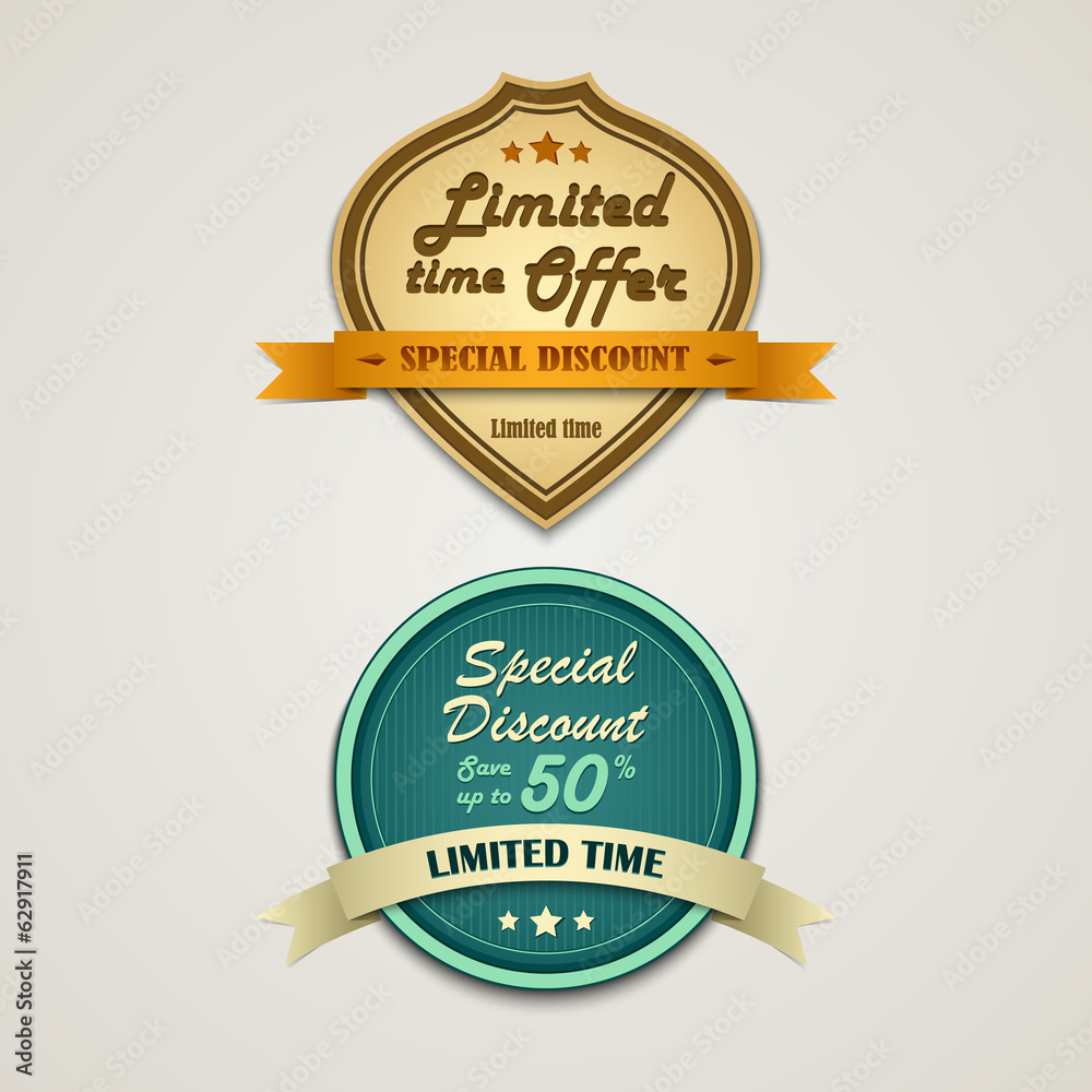 Discount labels vintage retro design style
