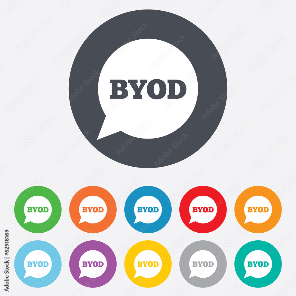 BYOD sign icon. Bring your own device symbol. BYOD sign icon. Bring your own device symbol.