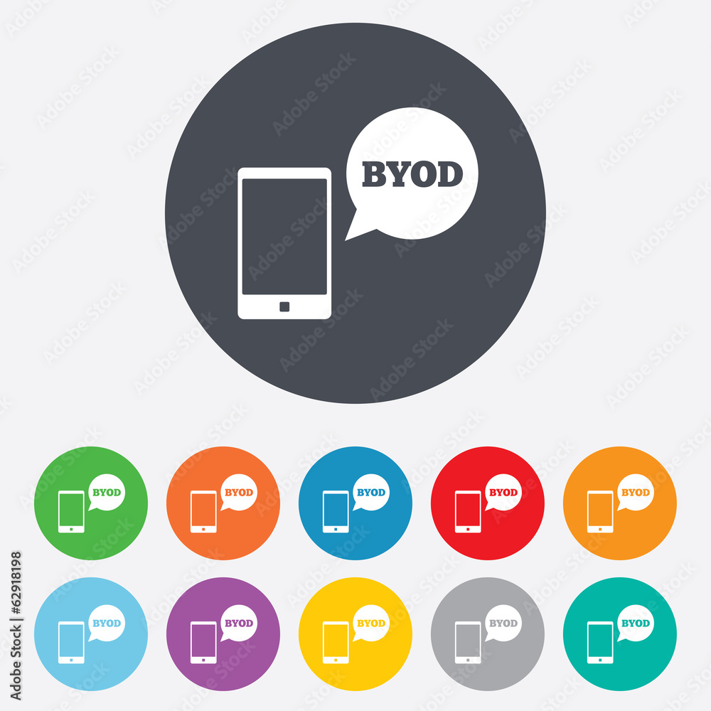 BYOD sign icon. Bring your own device symbol. BYOD sign icon. Bring your own device symbol.