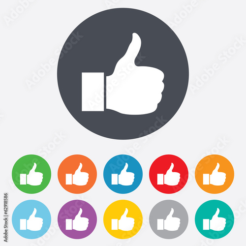 Like sign icon. Hand finger up symbol.