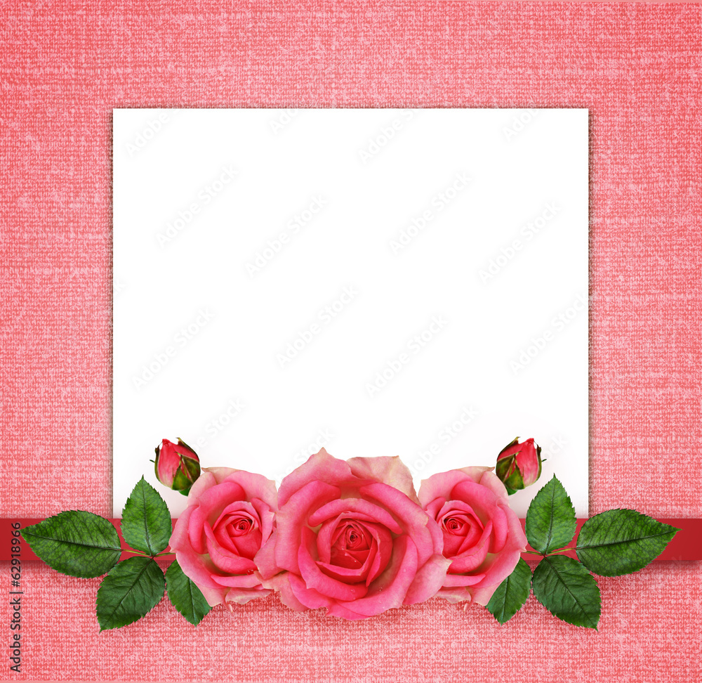 Rose flowers arrangement and frame