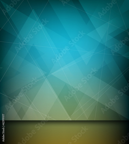 Abstract triangle and line design blue background