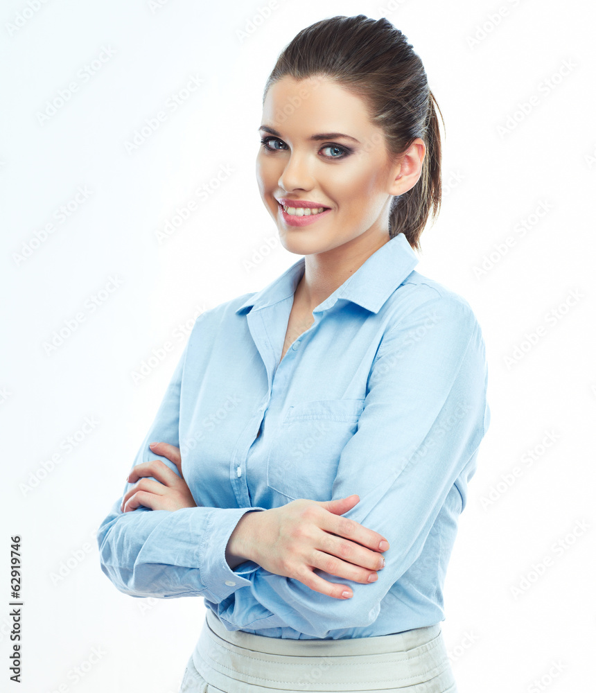 Portrait of smiling business woman, isolated on white backgroun Portrait of smiling business woman, isolated on white backgroun
