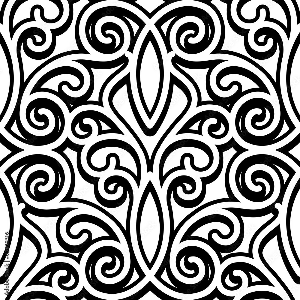 Black and white swirly seamless pattern Black and white swirly seamless pattern