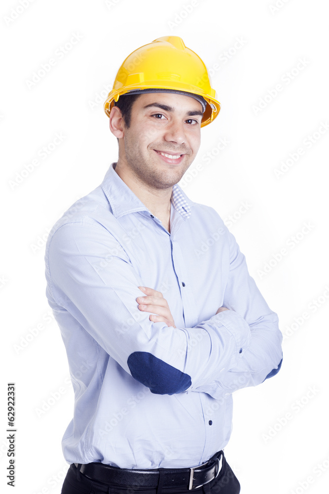 Portrait of a handsome engineer, isolated on white Portrait of a handsome engineer, isolated on white