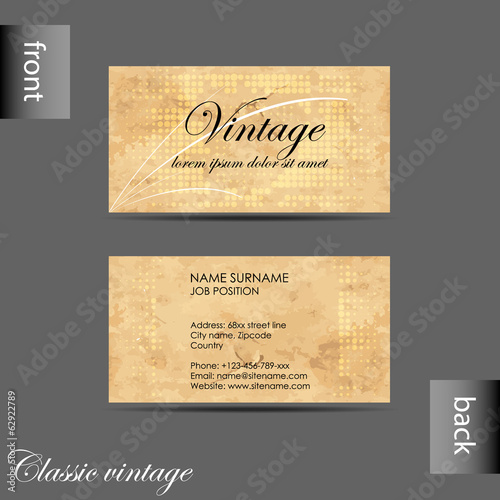 Vector old-style retro vintage business card