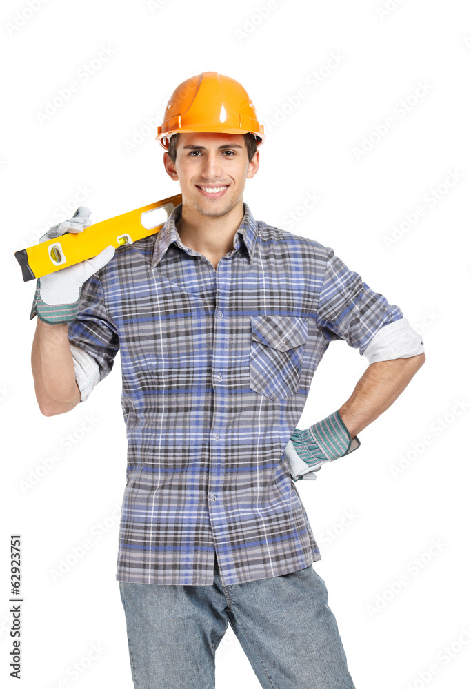 Half-length portrait of foreman in range helmet Half-length portrait of foreman in range helmet