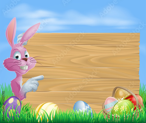 Pink chocolate eggs sign Easter bunny