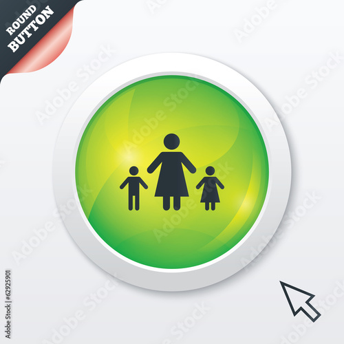 One-parent family with two children sign icon.