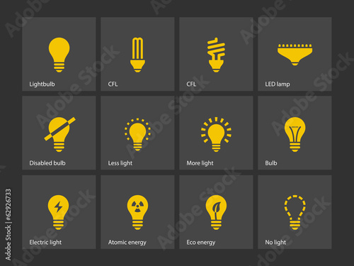 Light bulb and CFL lamp icons.