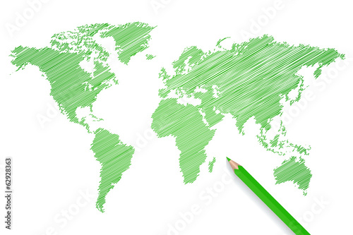 Colred pencil world map illustration