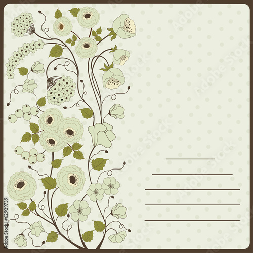Floral card with blue flowers